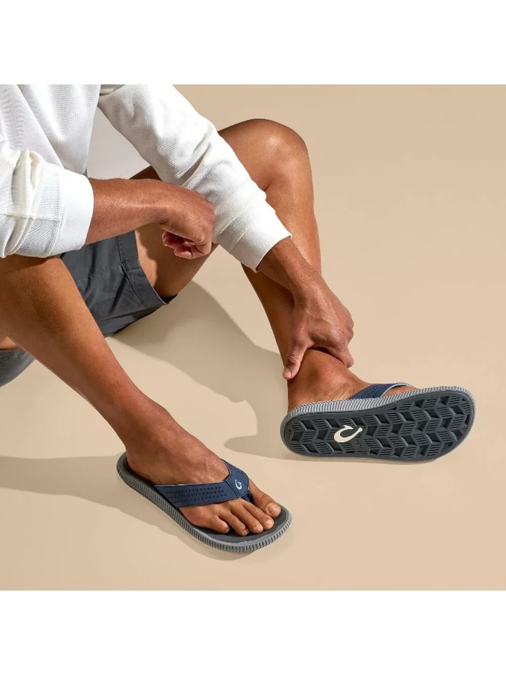 Men Blue Depth Charcoal Resistant Flip Flops Arch Support Fit Beach Sandal Shoes